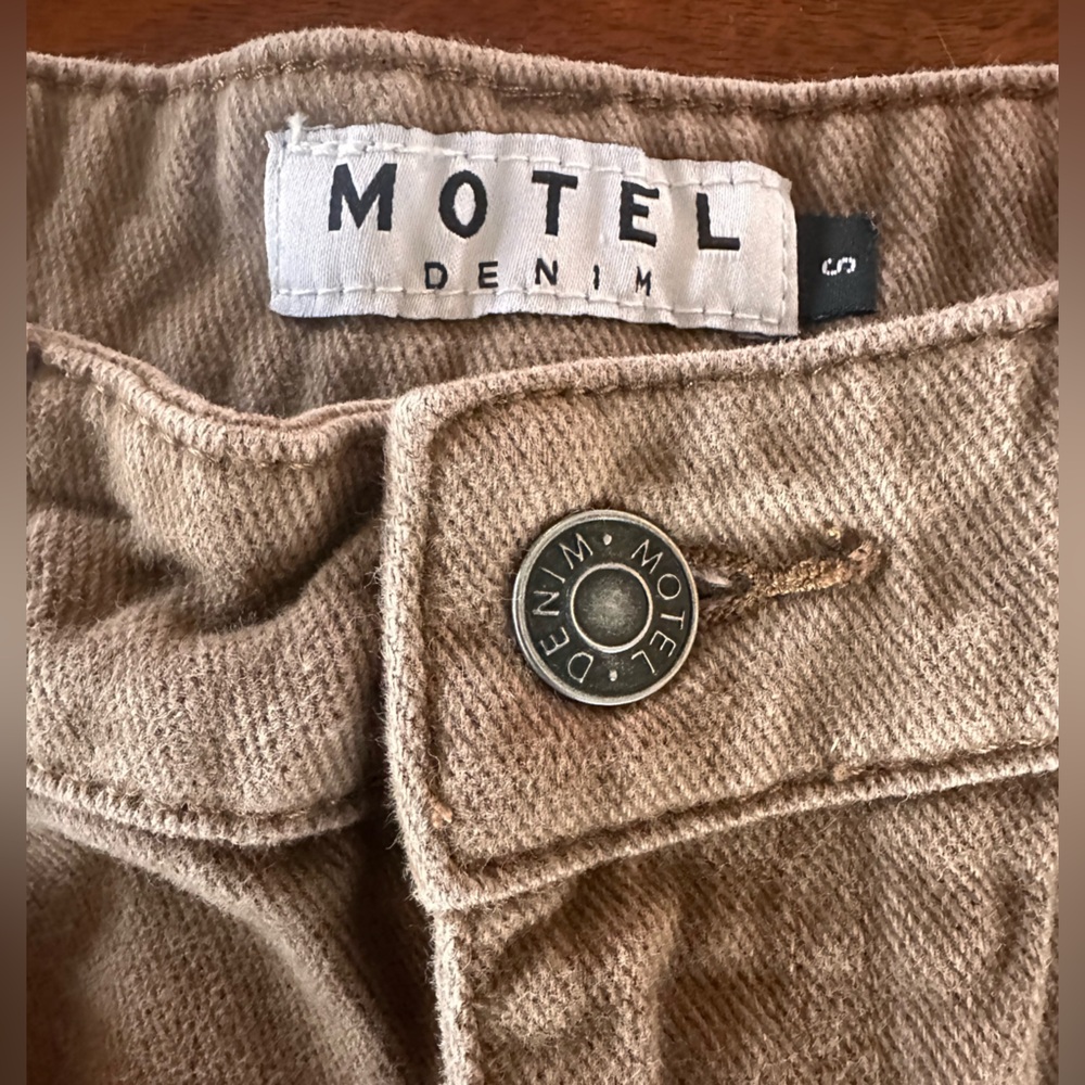 Motel High Waisted Wide Leg Jeans Bronzy Brown Denim Size Small - Picture 4 of 5